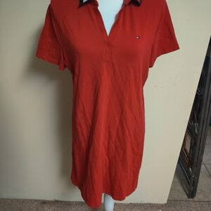 Tommy Hilfiger Red Polo Dress, Size Large Short Sleeve